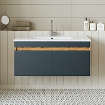 Roomart '' Lavabolu '' Atlantik- Antrasit Mdf 100cm Banyo Dolabı Atlantik Çam - Beyaz