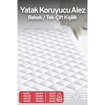 Eve Tekstil %100 Doğal Pamuk Kapitone Fitted Koruyucu Bebek - Tek - Çift Kapitoneli Yatak Koruyucu Alez Beyaz