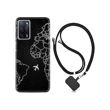 Oppo A55 Kılıf Boyun Askılı Black Plane 1868 Siyah