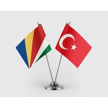 Seyşeller Ve Türkiye Bayrağı İkili Saten Masa Bayrağı Takımı Diğer