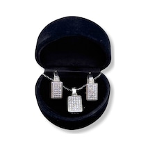 Oya Silver Taşlı Dikdörtgen Gümüş Set&takım