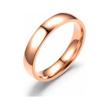 Unisex 4mm İnce Bombeli Erkek Kadın Çelik Alyans Yüzük Cl18 Pembe