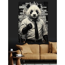 Ahşap Tablo Motivasyon Yazıları Fonlu Panda Siyah Beyaz