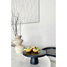Lucca Siyah 25 Cm Ahşap 10 Cm Ayaklı Yuvarlak Pasta Sunum Tabağı