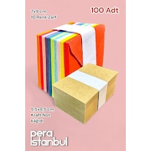 100 Adet Mini Zarf 70mmx90mm 10 Renk Zarf Hediye Doğum Günü Dilekleri Zarfı Kraft Not Kartlı
