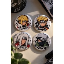 Naruto 4 Lü 58 Mm Rozet Seti 1 Naruto Minato Jiraiya Kakashi Anime Rozet Çok Renkli
