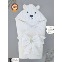 Kışlık Bebek Kundağı Unisex Bebek Dış Kundak Battaniyesi Hastane Çıkışı Kundak Battaniye Ekru