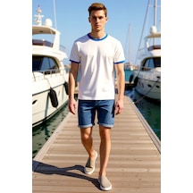 Benerly Erkek Şort Slim Fit Kot Normal Bel Destroylu Yıpratmalı Dar Paça Indigo