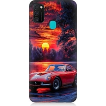 Samsung Galaxy M21 Uyumlu Kırmızı Spor Araba Desenli Silikon Kılıf