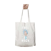 Art Hediye Rick Free Beyaz Free İki Tarafı Kalıcı Baskılı Yıkanabilir Okul Plaj Omuz Bez Çantası Çok Renkli
