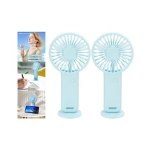 2 Adet Mini Fan,telefon Tutucu,portatif El Vantilatörü Mavi 9,3x19cm