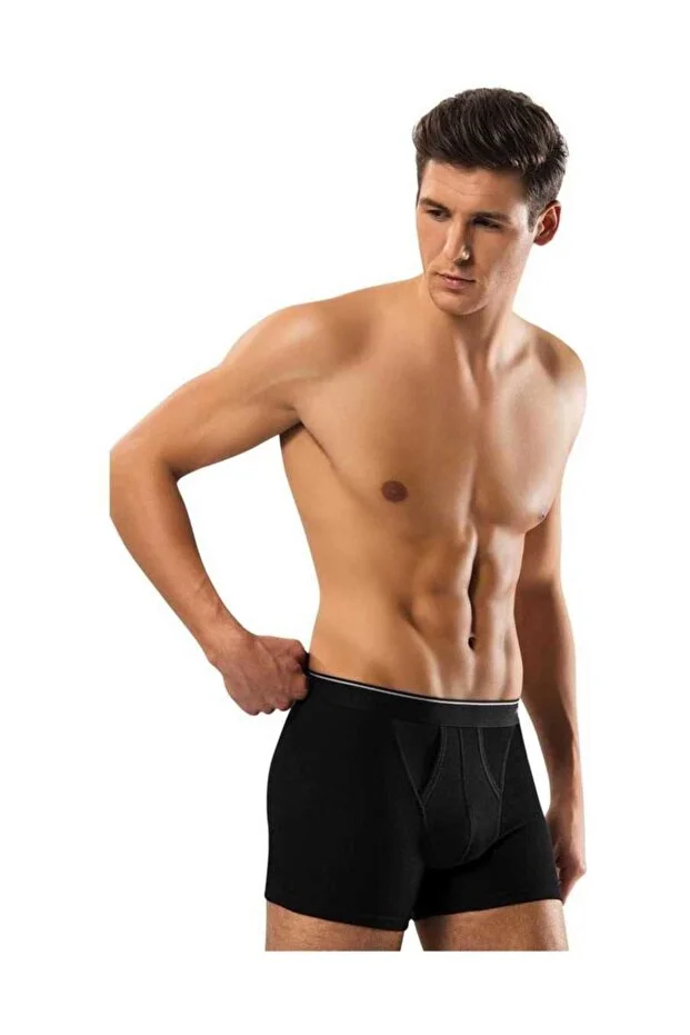 Erdem Erkek Siyah Pamuk Klasik Boxer Kutulu- 1445s