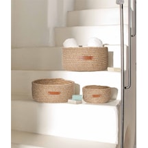 Cesta El Yapımı Pamuklu Natural Hasır Dekoratif Sepet 15cm 9048 Natural