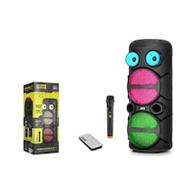 Jbr Jbr8809 Karaoke Mikrofonlu Bluetooth Hoparlör Fm Radyo 20w 2x8 İnç Rgb Kumandalı Siyah
