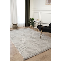 Mariesse Home Naturel Bukleli Yumuşak Dokulu Iskandinav Dokuma Halı 609 Gri