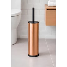 Metal Tuvalet Fırçası - Modern Banyo Klozet Fırça Takımı - Kapaklı Tasarım Titan Bakır 7000 Bakır