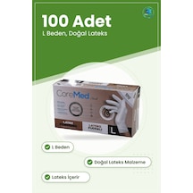 Muayene Eldiveni Pudralı Lateks L Beden 100 Adet Doğal Hijyen Kor