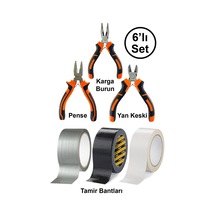 Mini Takı Bijuteri Hobi Karga Burun Yan Keski Pense Çok Amaçlı Siyah Beyaz Gri Tamir Bandı Seti