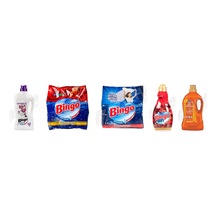 Bingo Yüzey Tem. Fresh 2.5 Lt + Renkliler İçin Toz Deterjan 1.5 Kg + Beyazlar İçin Ultra 1.5 Kg + Soft Yumuşatıcı 1440 Ml +giysi Şampuanı 3lt 5'li Set Diğer