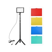 Andoer Usb Led Işık Seti 3200k-5600k 14 Seviye Parlaklık Ayarlı 148cm Yüksekliği Ayarlanabilir Tripod 5 Filtreli Üçlü Cold Shoe