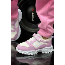 Lastikli Cırtlı Yumuşak Esnek Hafif Nefes Alabilen Unisex File Çocuk Sneaker Spor Ayakkabı-31-lila