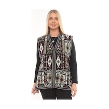 İksun Kadın Etnik Model Triko Örgü Kilim Cepli Kışlık Kalın Anne Yelek Çağla