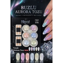 Misyul Buzlu Aurora Tozu Seti Kuzey Işıkları Efektli Kristal Nail Art Tırnak Süsleme Tozu 6'lı