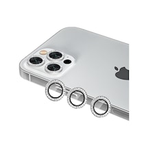 Binano Apple Uyumlu iPhone 13 Pro/13 Pro Max Taşlı Silver Kamera Koruyucu