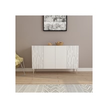 Alben 120 Cm Konsol, Tv Ünitesi, Çok Amaçlı Dolap Beyaz-gümüş Beyaz-gümüş