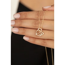 Sevgililer Günü Çift Kalpli Altın Kolye