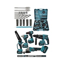 Assur 21v Darbeli Kömürsüz 5'li Set Kırıcı Delici Hilti - Taşlama - Somun Sıkma Sökme - Matkap - Budama Testeresi-2758