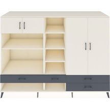 Kronos Dolap 12 Raflı 4 Çekmeceli 4 Kapaklı 220x59x163 Aytaşı-aytaşı/antrasit Aytası/antrasıt - Aytası
