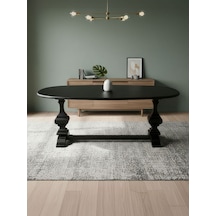 Orleans Fransız Still Oval Ahşap Yemek Masası 90x180 Siyah