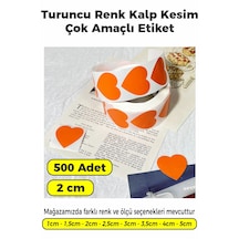 Turuncu Renk Kalp Kesim Sticker Etiket 2cm - 500 Adet Turuncu