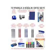 3 Kişilik 72 Parça Ofis Seti / Masaüstü Kırtasiye Ve Ofis Düzenleme Seti Çok Renkli