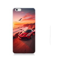 Apple Uyumlu iPhone 6 Plus Hızlı Kırmızı Desenli Silikon Kılıf