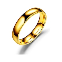 Altın Basit Pürüzsüz 4mm Ark Çelik Yüzük Paslanmaz Çelik Çift Yüzük El Takı 11 Altın