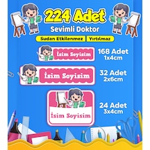 Sevimli Doktor Temalı Okul Kreş Kişiye Özel İsim Etiket Seti - Model 516 Çok Renkli