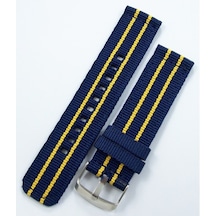 Kumaş Perlon Sarı Lacivert 20Mm Spor Saat Kordonu Kayışı Nato Fb