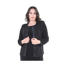 Ladies First Büyük Beden 3115 Siyah Ceket+Atlet Abiye Ikili Takım