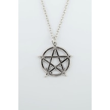 Pentagram Yıldızı Düz Zincir Kolye Gümüş