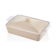 Lamedore Rossallını Life Büyük Dikdörtgen Kapaklı Bej Fırın Kabı 38x23x8,5 Cm - 678394364