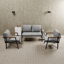 Mb Garden Furnıture Simetri Model, Balkon, Bahçe, Cafe, Metal Koltuk Takımı, Bahçe Takımı , Çay Seti, 2+1+1 Süngerli Açik Gri