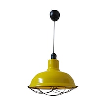 Rys Retro Metal Sarı Kafesli Dekoratif Tekli Kafe Mutfak Aydınlatma Avize Çap:30 Cm-rys001186 Beyaz