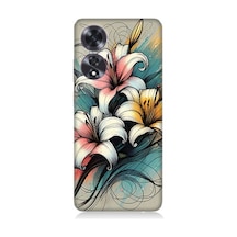 Oppo A60 Uyumlu Yumuşak Hatlı Zambaklar Desenli Silikon Kılıf Çok Renkli