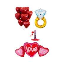 I Love You Yazılı Kalp Balon Yüzük Kırmızı Kalpli Helyum Balon Konfeti Sevgili Ve Özel Gün