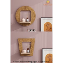 Ahşap Dekoratif Duvar Rafı 2 Li / 3 Lü Set Mtsv - 541 Açık Kahverengi