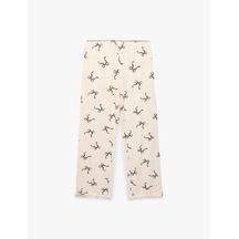 Koton Viskon Kumaş Beli Lastikli Fiyonk Desenli Pijama Altı Ekru Desenli 6slk40190mk