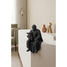 Zırhlı Savaşçı Ve Yeşil Yaratık Figürü Oturan Biblo 7x10 Cm Siyah