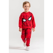 Kırmızı Ağ Şort Baskı Detaylı 3 İplik Erkek Çocuk Sweatshirt & Eşofman Alt Üst Takım Süper Kalite Ku